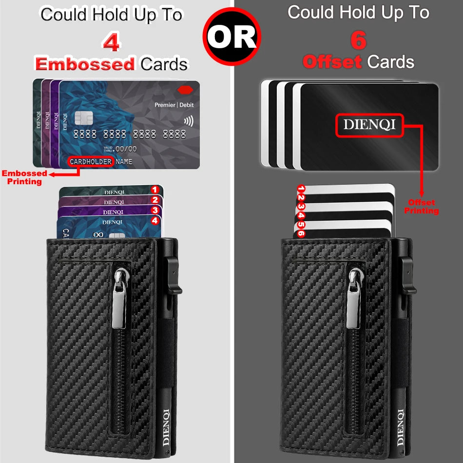 LOR MALE Anti-theft Credit Card Holder Men Wallets Rfid Blocking Aluminum Leather Pop Up Minimalist Wallet Cardholder Wallets for Men