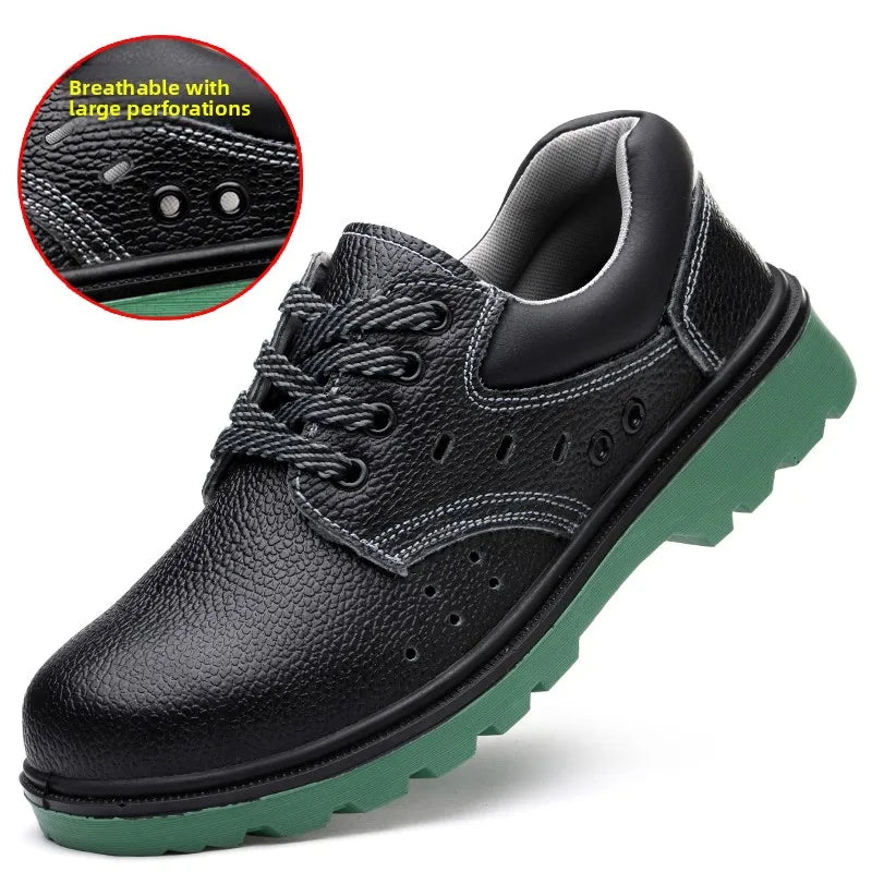 LOR MALE Old Style Steel Toe Work Boots Men's Lightweight Comfortable All Season Wear Resistant Labor Protection Shoes for Welding
