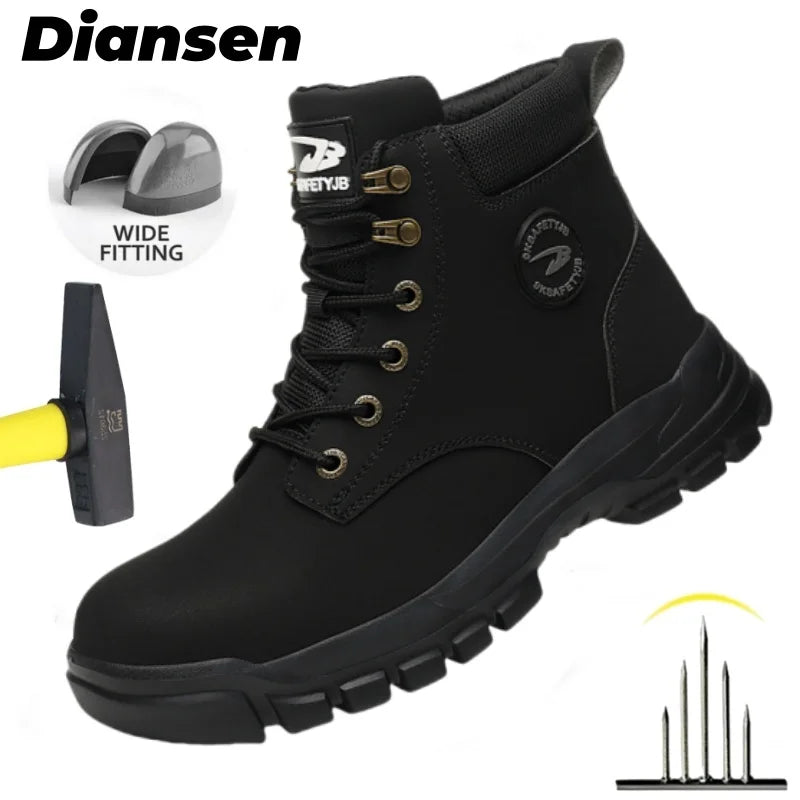 LOR MALE Indestructible Work Boots Construction Safety Shoes Steel Toe Lightweight Shoes for Men Women Anti-smash Steel Toe Sneakers
