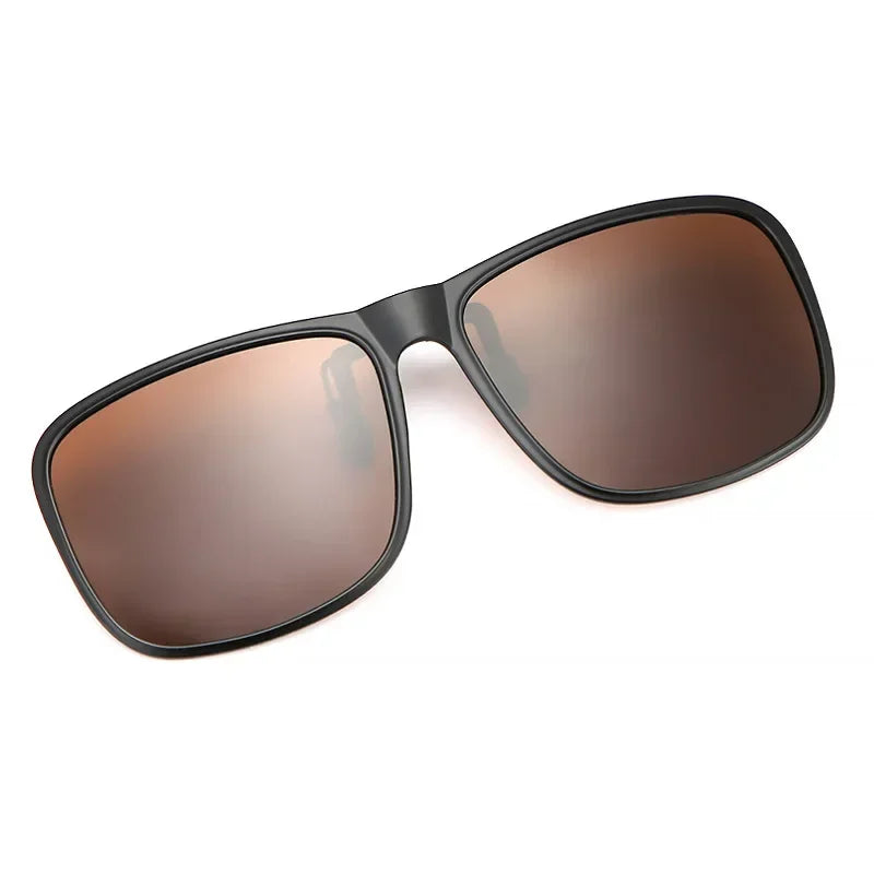 LOR MALE Polarized Clip On Sunglasses Men Car Driver Goggles Night Vision Glasses Anti Glare Vintage Square Glasses UV400 Shades Oculos