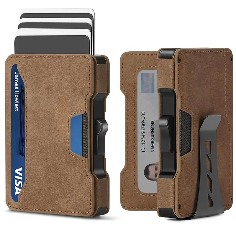 LOR MALE Wallet for Men,Minimalist Slim Mens Wallet with Money Clip,RFID Blocking Smart Pop Up Card Wallet,Metal Credit Card Holder