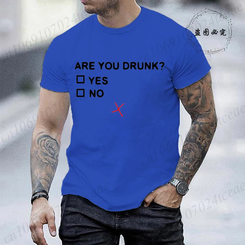LOR MALE Short Sleeve T Shirt for Men Are You Drunk Fashion Style Design Clothing Funny Beer Drinking Lovers Men T-Shirt Casual Tee Tops