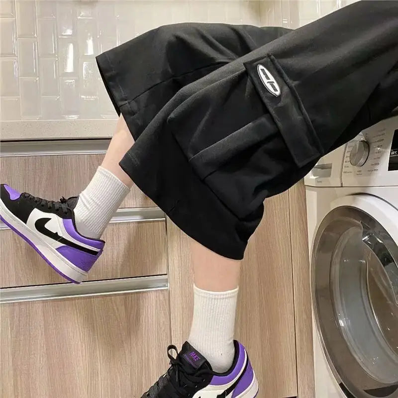 LOR MALE Loose Fit Straight Leg Workwear Shorts Men's Summer Thin Korean Fashion Casual Pants Versatile Stylish Seven-Footed Trousers