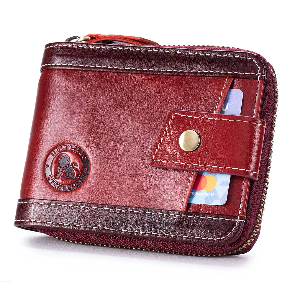 LOR MALE Leather wallet, men's leather coin purse, multi slot with photo album window, anti-theft brush, perfect gift item