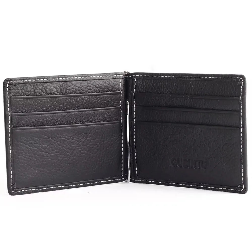 LOR MALE Name Engraving Men Wallets Money Clip Genuine Leather Zipper Male Coin
