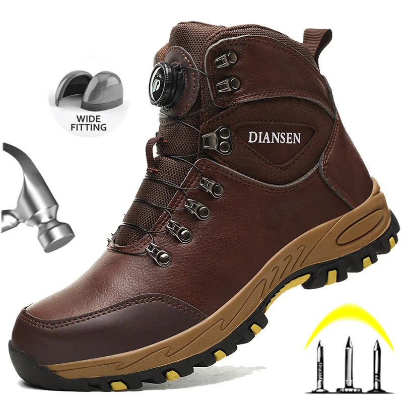 LOR MALE Men's Safety Work Boots Indestructible Steel Toe Anti- Smash Resistant Stab Proof Safety Shoes Breathable Slip-Resistant Durable