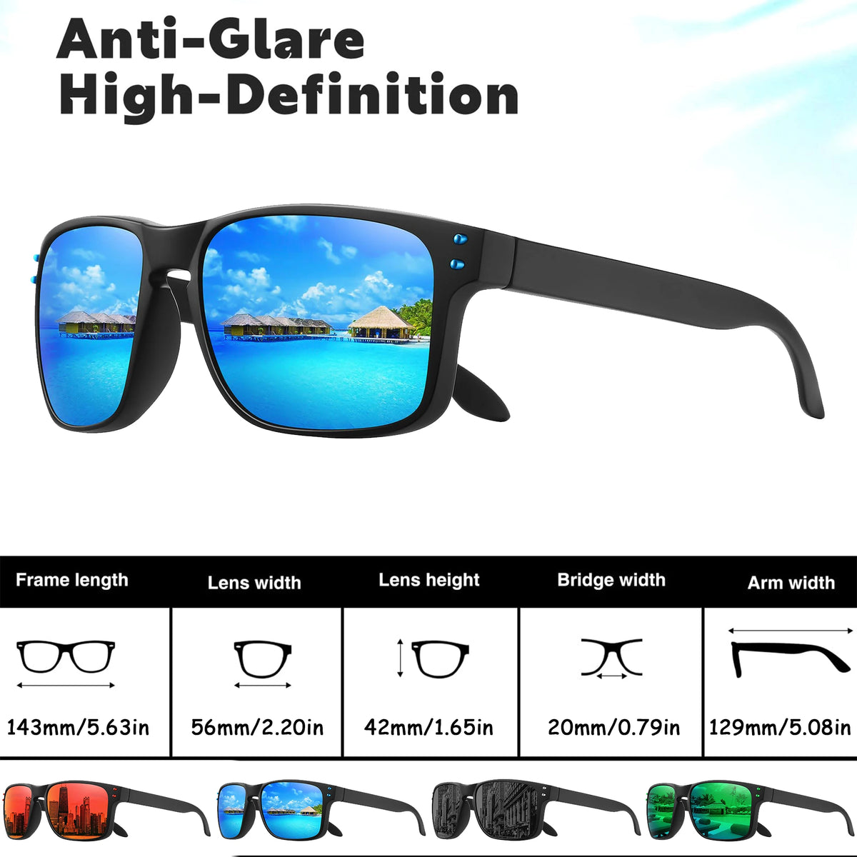 LOR MALE Classical Men's Sunglasses Polarized Sunglasses for Men Women Sports Driving Fishing Glasses UV400 Protection