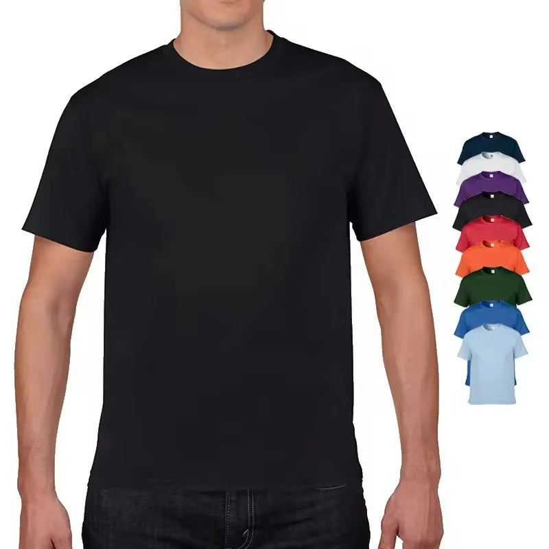 LOR MALE Men's T-shirt - 100% Pure Cotton, Round-Neck, Short-Sleeved, High-Quality, Loose-Fitting, Casual, Solid Color, Custom Printed An