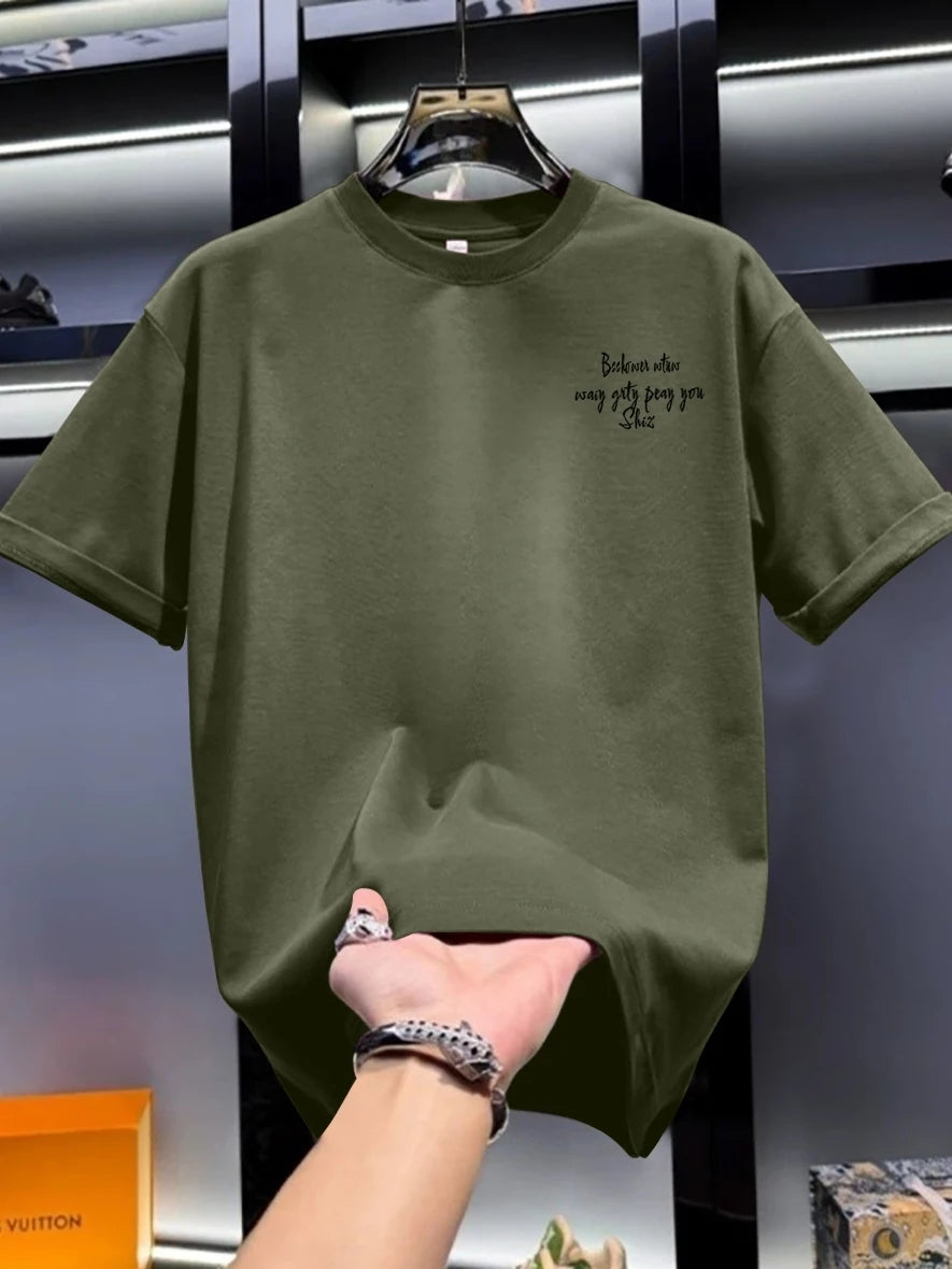 LOR MALE Outlet American Trendy Brand Cool Printed Short Sleeve T-Shirt Unisex Casual Versatile Base Shirt Summer Youth Active Style