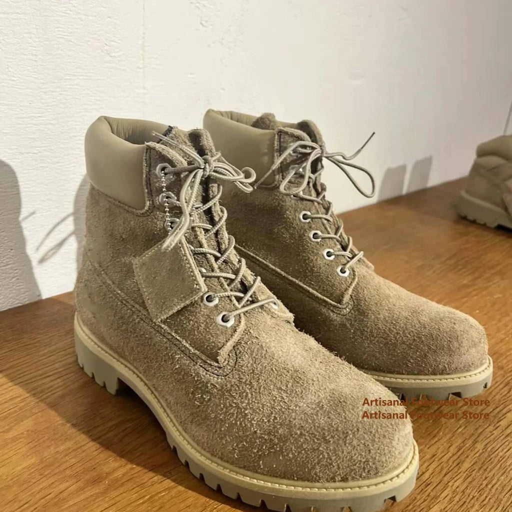 LOR MALE High-Top Big Toe Motorcycle Boots Men's Boots Lace-Up Trendy Outdoor Hiking Boots Designer Handmade Height Increased Men Boots