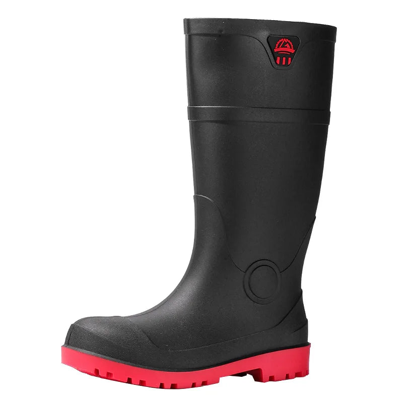 LOR MALE Men Rain Boots Steel Toe Platform Boots Waterproof Non-slip Rain Shoes Anti-smash Anti-stab Work Shoes Slip-On Anti Crush Boots