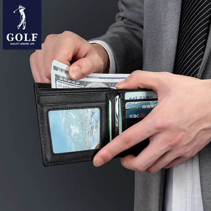 LOR MALE Golf men short wallet 2024 trend Leather Business Wallet Horizontal Section