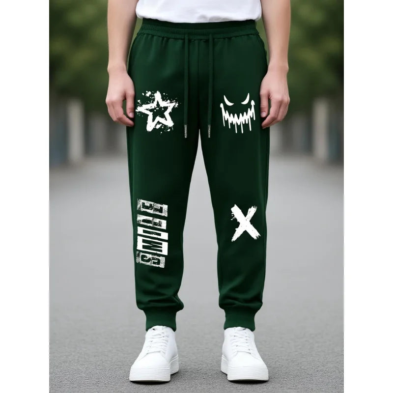 LOR MALE Men'S Trendy Printed Casual Fashion Pants Suitable For Outdoor Dates, Shopping, And Sports