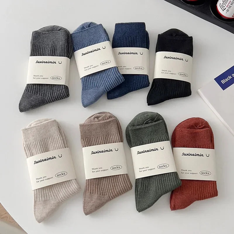 LOR MALE Socks Casual Men Business Male Breathable Elastic Cotton Long Socks Solid