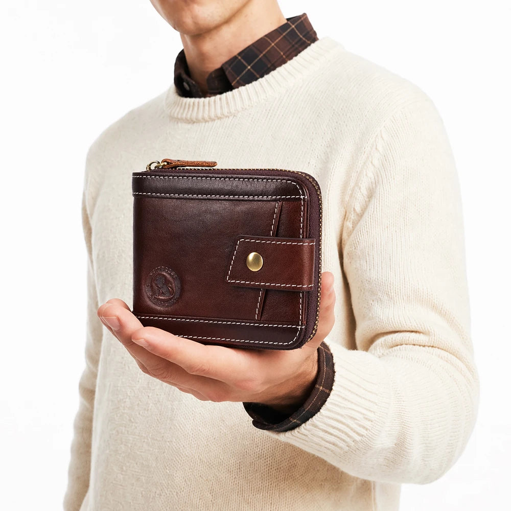 LOR MALE Leather wallet, men's leather coin purse, multi slot with photo album window, anti-theft brush, perfect gift item