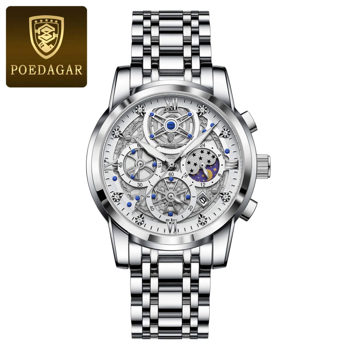 LOR MALE POEDAGAR Luxury High Quality Man Watch Waterproof Luminous Chronograph Date Men Watch Stainless Steel Quartz Men's Watches Reloj