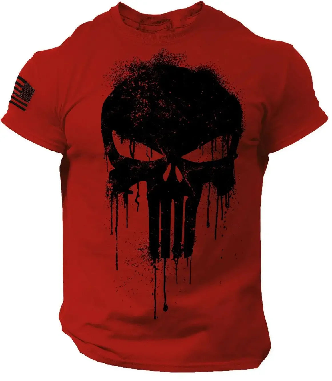 LOR MALE Men's T shirt for men 3D Print Military Patriotic Skull Dropped T Shirt Oversized Short-Sleeved Sportswear Men Clothing Top Tees