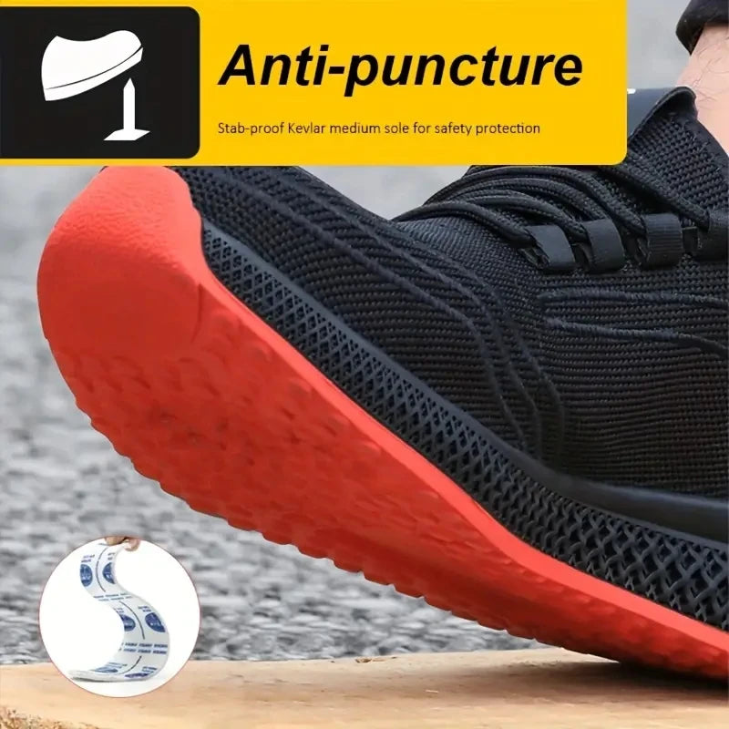 LOR MALE Steel Toe Shoes Male Indestructible Mining Boots Men Safety Shoes Anti-smash Anti Puncture Functional Shoes Work Shoes Sneakers