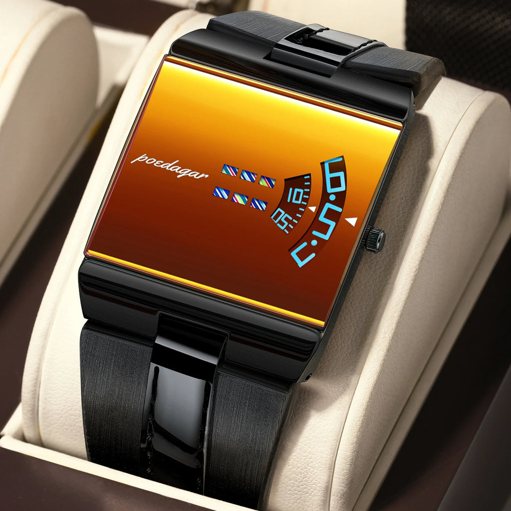LOR MALE POEDAGAR Top Unique Man Watch Waterproof Casual Watch Sports Military Leather 2