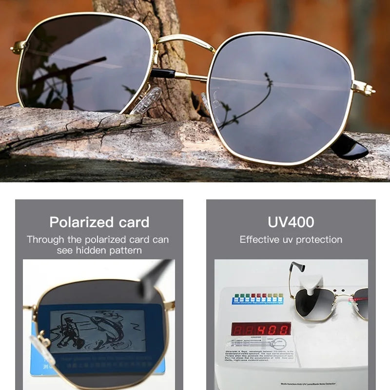 LOR MALE Polarized Hexagon Sunglasses for Men Women Fashion Vintage Driving Sun Glasses UV400 Protection Retro Classic Outdoor Eyewear