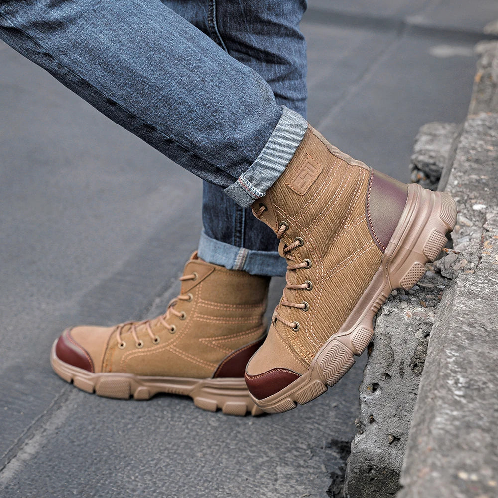 LOR MALE Safety Protective Boots Work Safety Shoes Men Safety Boots Anti-puncture Work Shoes New Steel Toe Shoe Indestructible Shoes
