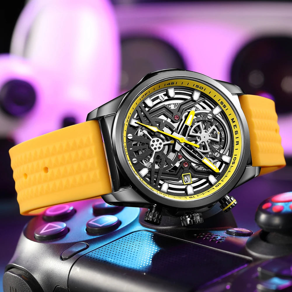 LOR MALE Sport Chronograph Watches Top Luxury Brand MEGIR Quartz Waterproof Man WristWa