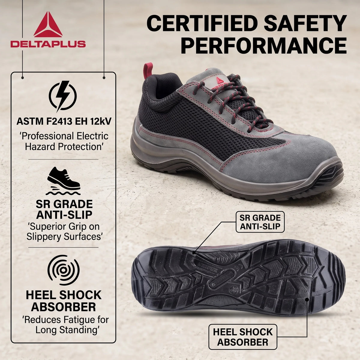 LOR MALE Composite Toe Safety Shoe Steel Toe Shoes Man EH Electrical Hazard Work Shoes Man Non Slip Suede Mesh Insulated Safety Shoes