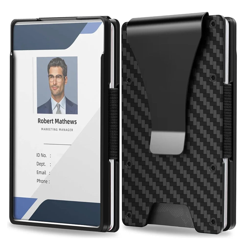 LOR MALE Minimalist Wallet for Men- Slim Aluminum Metal Money Clip Wallet with Clear ID Card Holder, Slim Wallet for Men Holds Up 15 Card