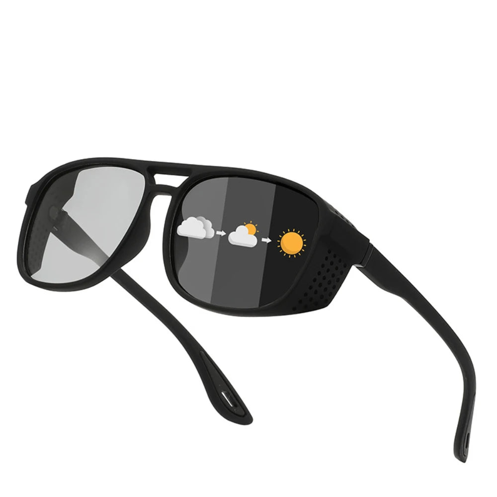 LOR MALE Polarized Driving Sunglasses Men Vintage Steampunk Goggles Windproof Side Shield Fishing Shades UV400 Outdoor Sports Eyewear