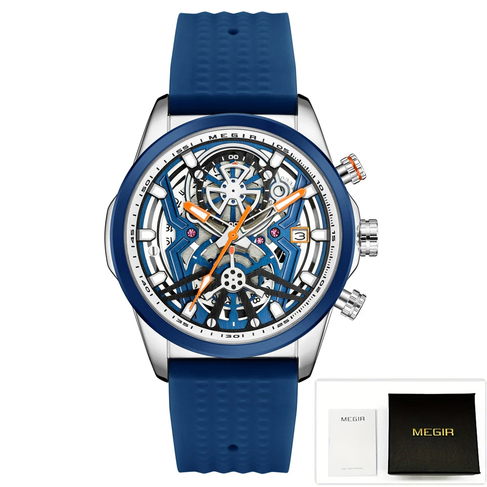 LOR MALE Sport Chronograph Watches Top Luxury Brand MEGIR Quartz Waterproof Man WristWa 3