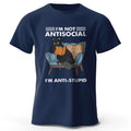 LOR MALE Men's I Am Not Anti Social Printed T-Shirt 100% Cotton Oversized Funny Cat Graphic Tees for Men Women Summer Tops