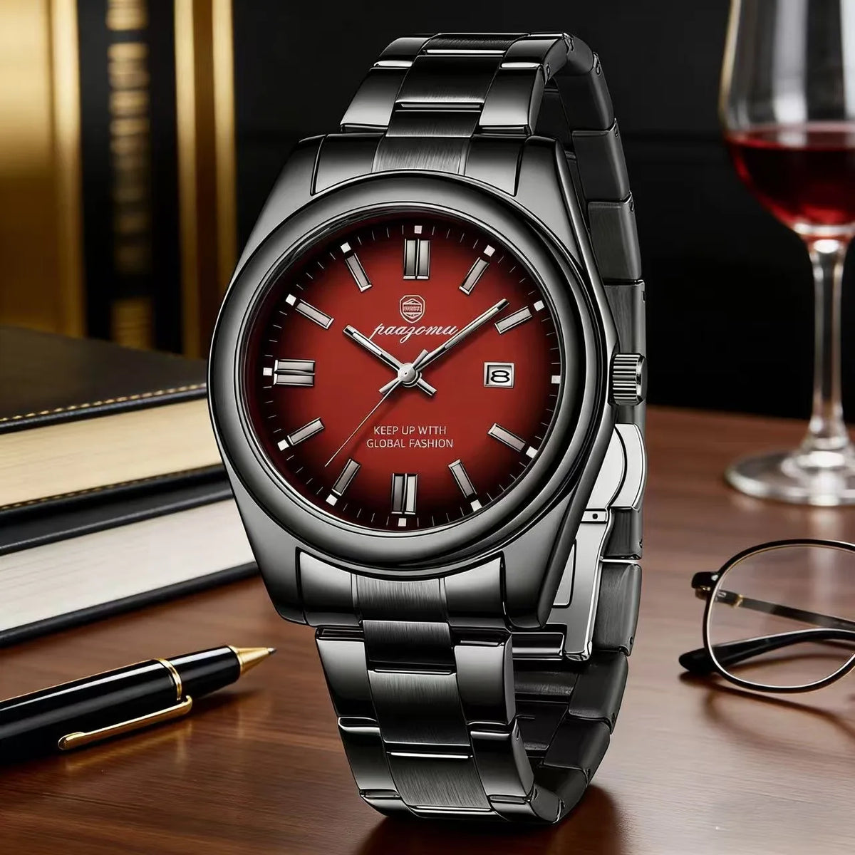 LOR MALE PAAZOMU High Quality Man Watch Luminous Waterproof Stainless Steel Men Clock Date Chronograph Quartz Luxury Men's Watches Reloj