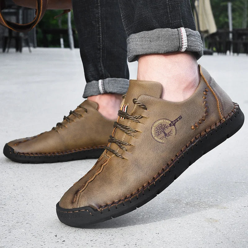 LOR MALE Handmade Genuine Leather Casual Men's Shoes Comfortable Soft Sneakers High Quality Man Loafers Fashion Walking Shoes Plus Size