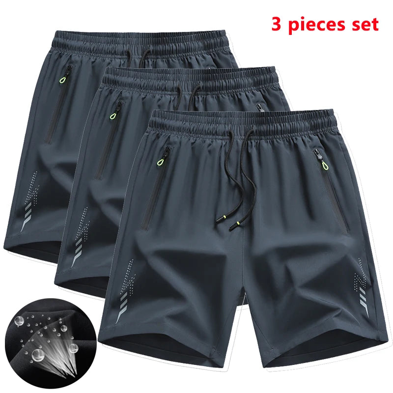 LOR MALE 3 Pieces New Running Shorts Men Gym Sports Shorts Quick Dry Workout Training Fitness Jogging Short Pants Man Summer Board Shorts