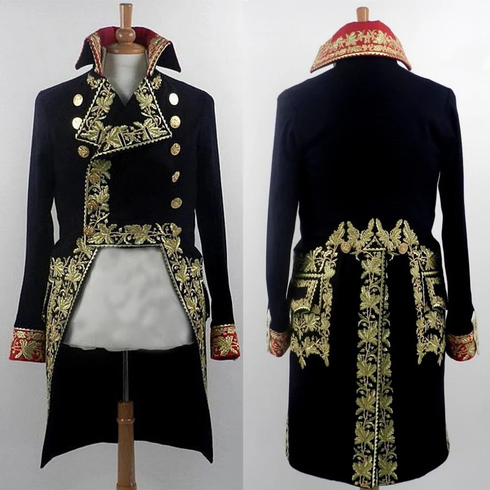 LOR MALE Men's British Military Jacket 18th Century Royal Guard Officer Soldier Tuxedo Historical Regency Aristocrat Hussar Parade Coat