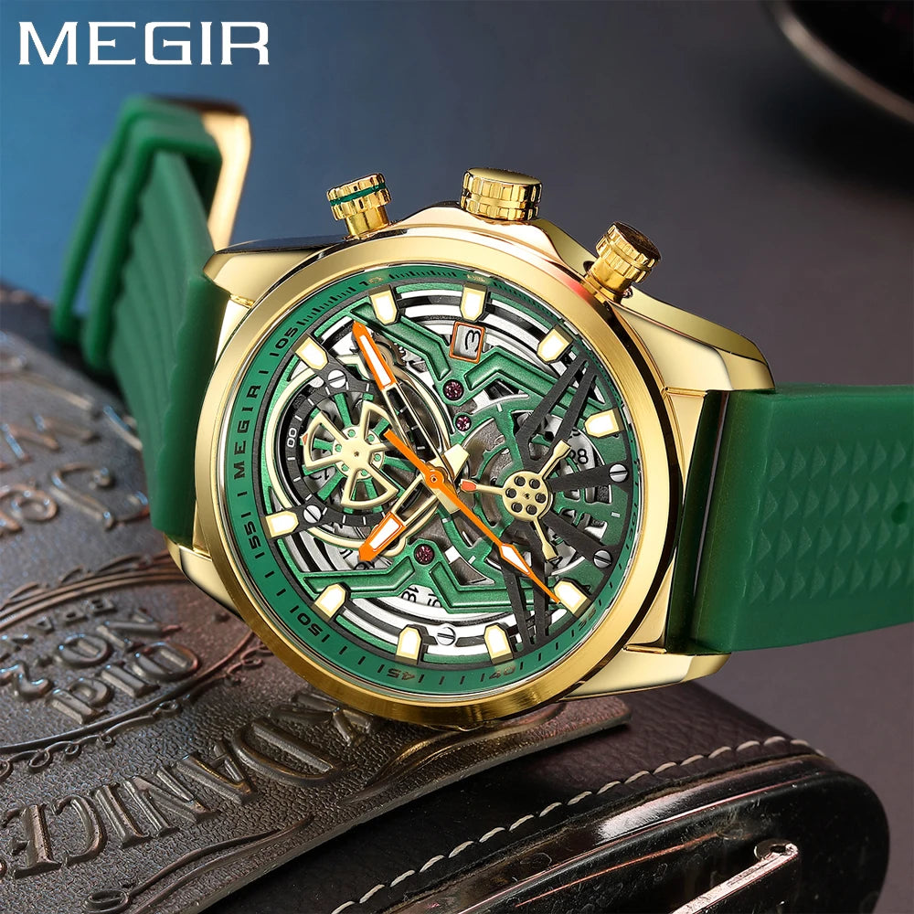 LOR MALE Sport Chronograph Watches Top Luxury Brand MEGIR Quartz Waterproof Man WristWa