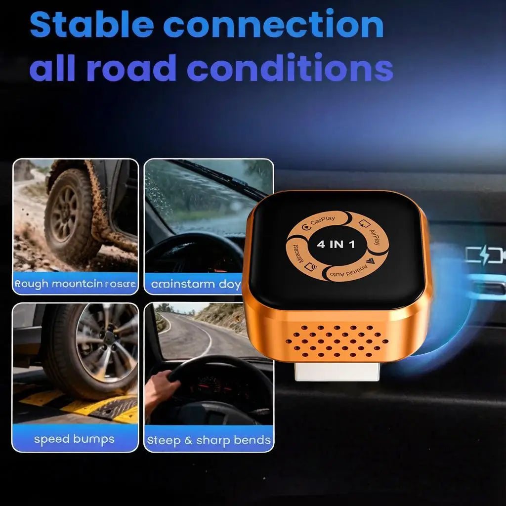 LOR MALE 4in1 Wireless CarPlay Dongle Wireless Android Auto Adapter AI Smart Box Car Intelligent Systems For Car With Wired CarPlay