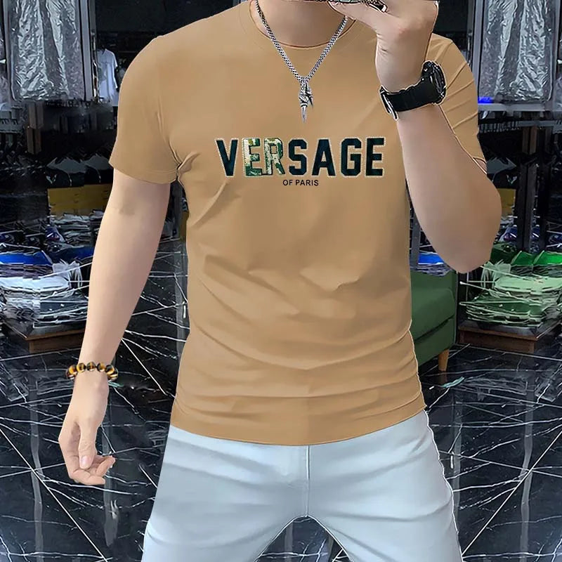 LOR MALE Short Sleeved T-shirt 3d Letters Design Trendy Male Tees Breathable Versatile