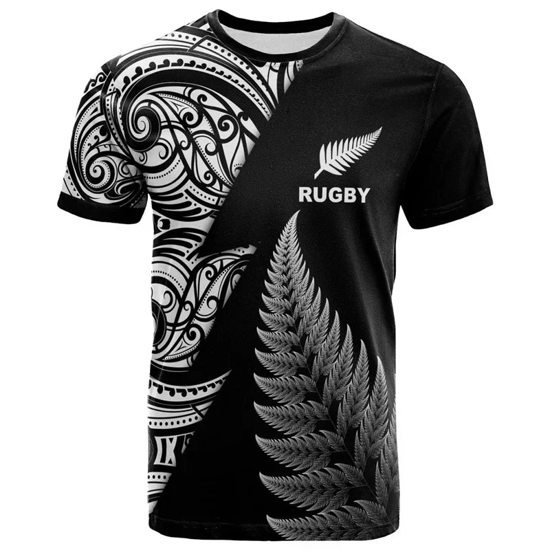Summer New Zealand Maori Rugby Ball Printed T-shirt Sports Fitness Men's Quick Drying T-shirt Fashion Hawaiian Sportswear Top