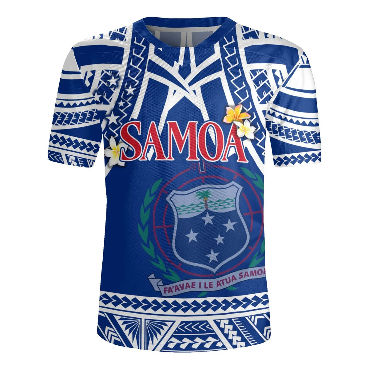 America Samoa Rugby-jersey 3D Printing V Neck T Shirt Samoa Coat Of Arms Emblem Graphic V-Neck T-shirts Mens Clothing Tee Shirts