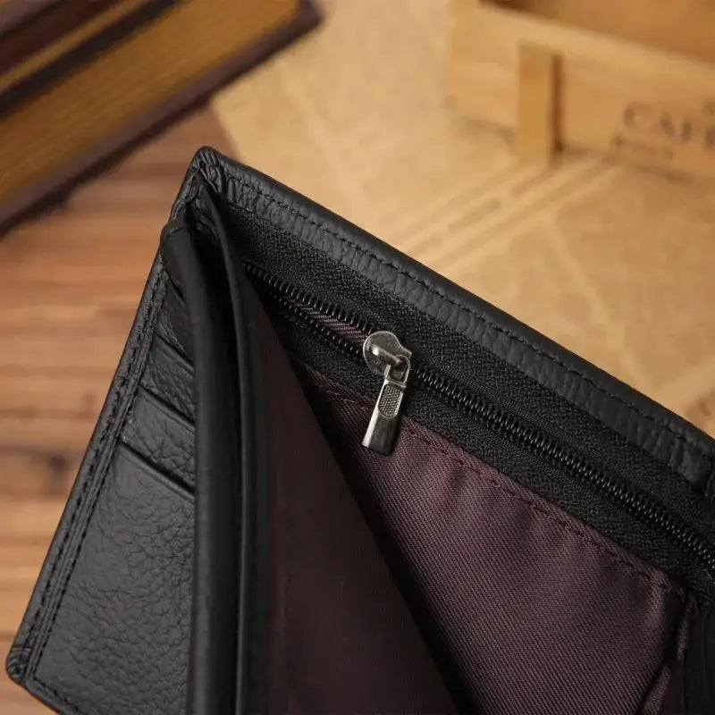 LOR MALE New Men Wallets Premium Product Real Cowhide for Man Short Black Walet Portefeuille Homme