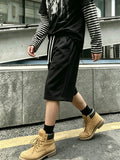 LOR MALE Casual Shorts, Loose Wide-Leg Knee-Length Shorts, Available in Black/Gray