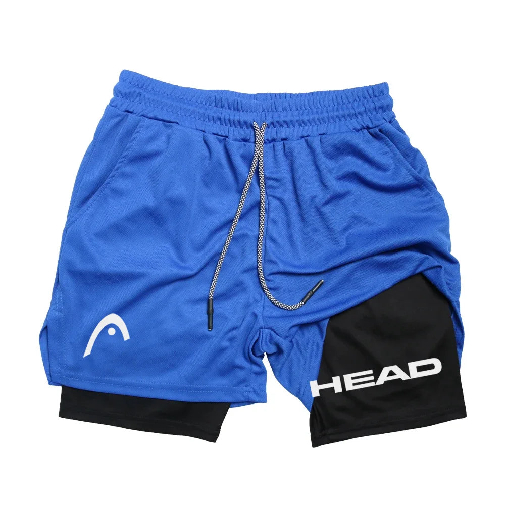 LOR MALE Anime Berserk Head Running Shorts Men Fitness Gym Training 2 in 1 Sports Quick Dry Workout Jogging Double Deck Summer