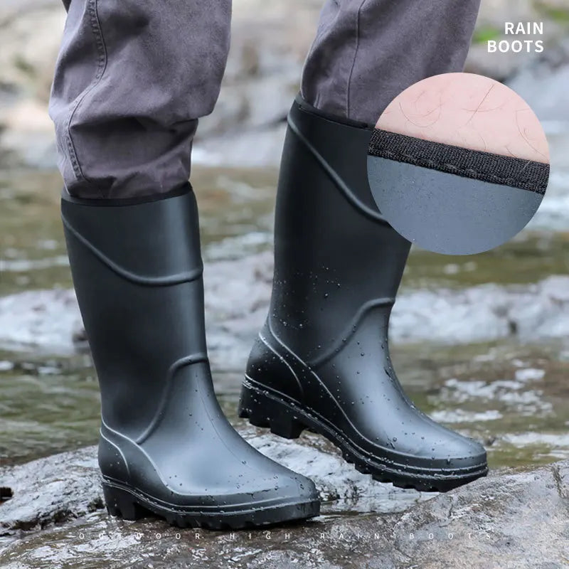 LOR MALE Fashionable Waterproof Shoes for Men Construction Rubber Boots for Adults Rain Boots High and Low Cut Work Protection Rain Boots