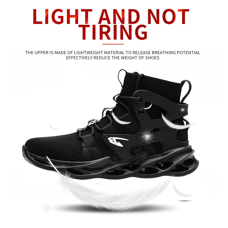 LOR MALE Steel Toe Safety Shoes Men, Anti-Puncture Anti-Smash Non Slip Industrial Work Boots Kevlar-Midsole Protection Tactical Boots