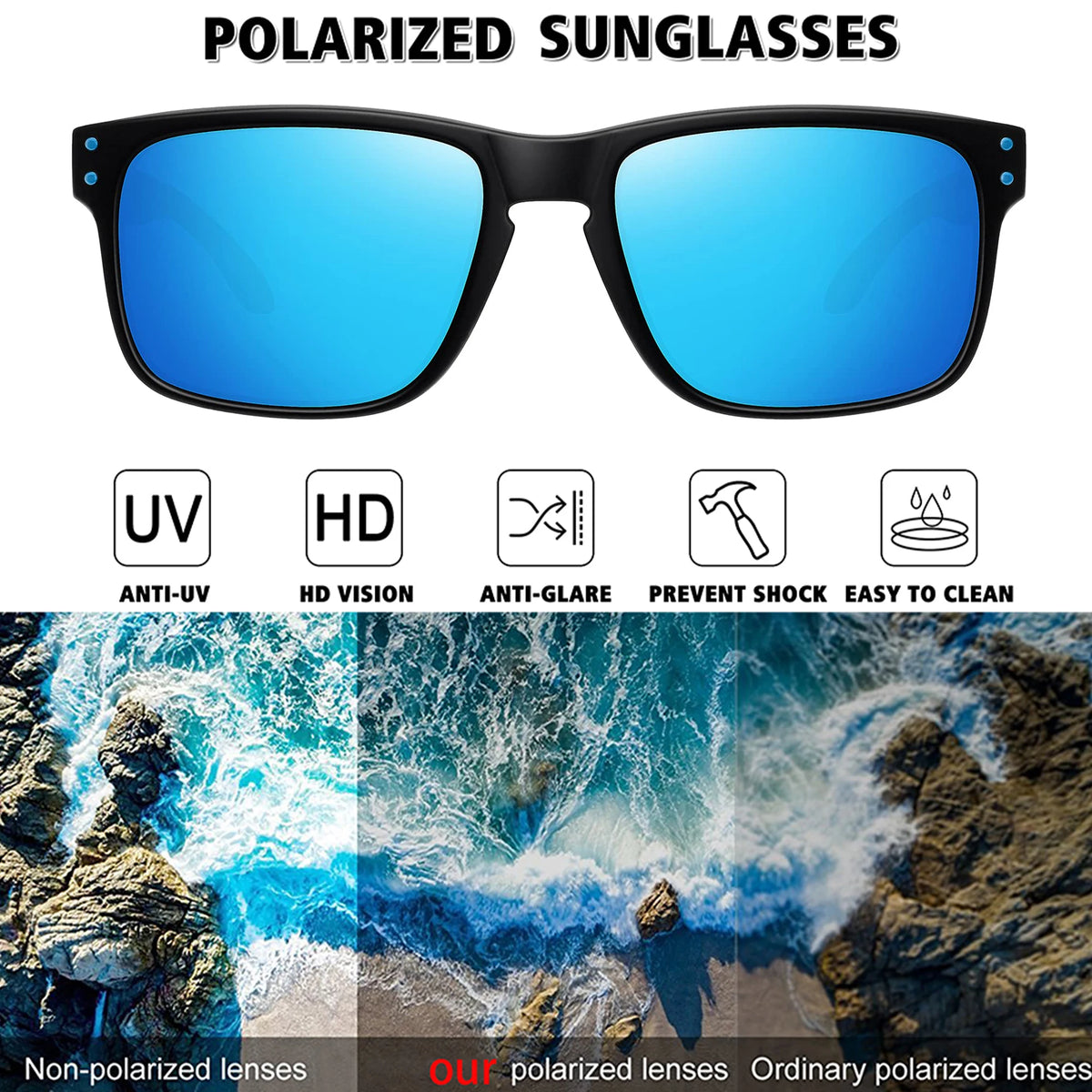 LOR MALE Classical Men's Sunglasses Polarized Sunglasses for Men Women Sports Driving Fishing Glasses UV400 Protection