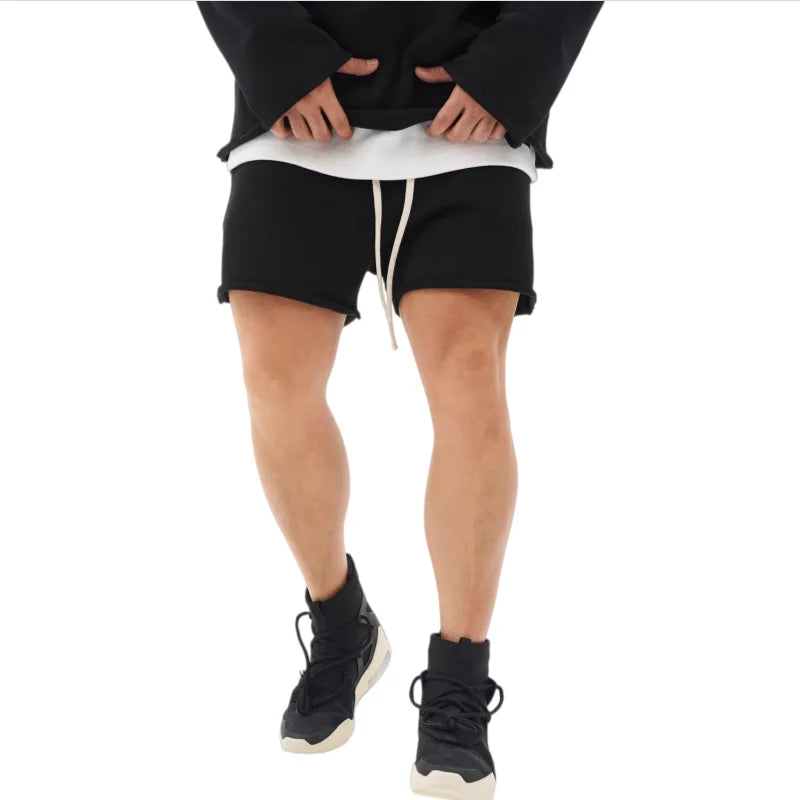 LOR MALE Men's Casual Shorts Workout Trousers Fitness Solid Color Summer Jogger Shorts Gym Training Running Fshion Trend edge curl Shorts