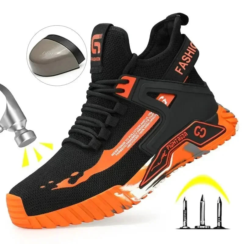 LOR MALE High Top Men's Shoes Steel Toe Work Shoes Men Anti-puncture Safety Shoes Woman Work Safety Boots Man Indestructible Men Boots