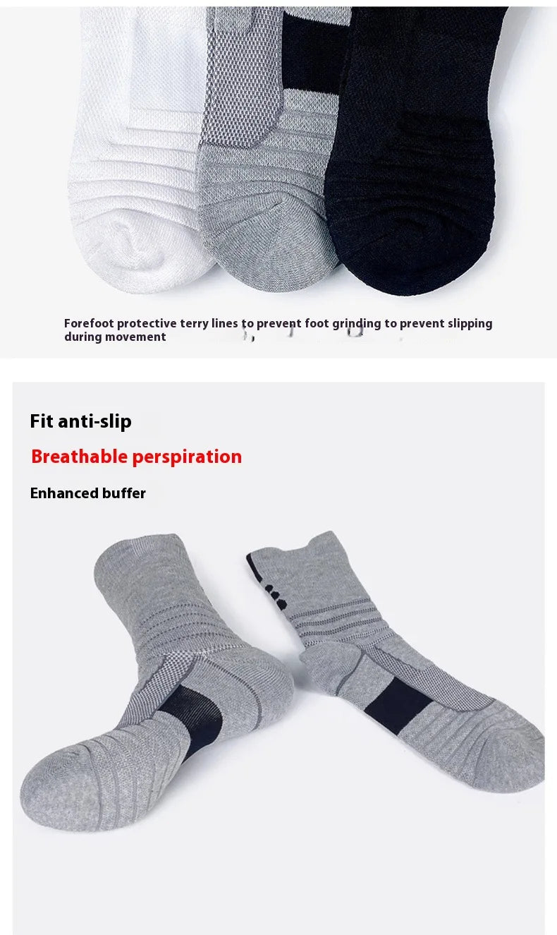 LOR MALE Men's Mid Tube Sports Socks, Badminton Running, Outdoor Socks, Woolen Socks, Sweat Absorbing and Anti Slip Basketball Socks