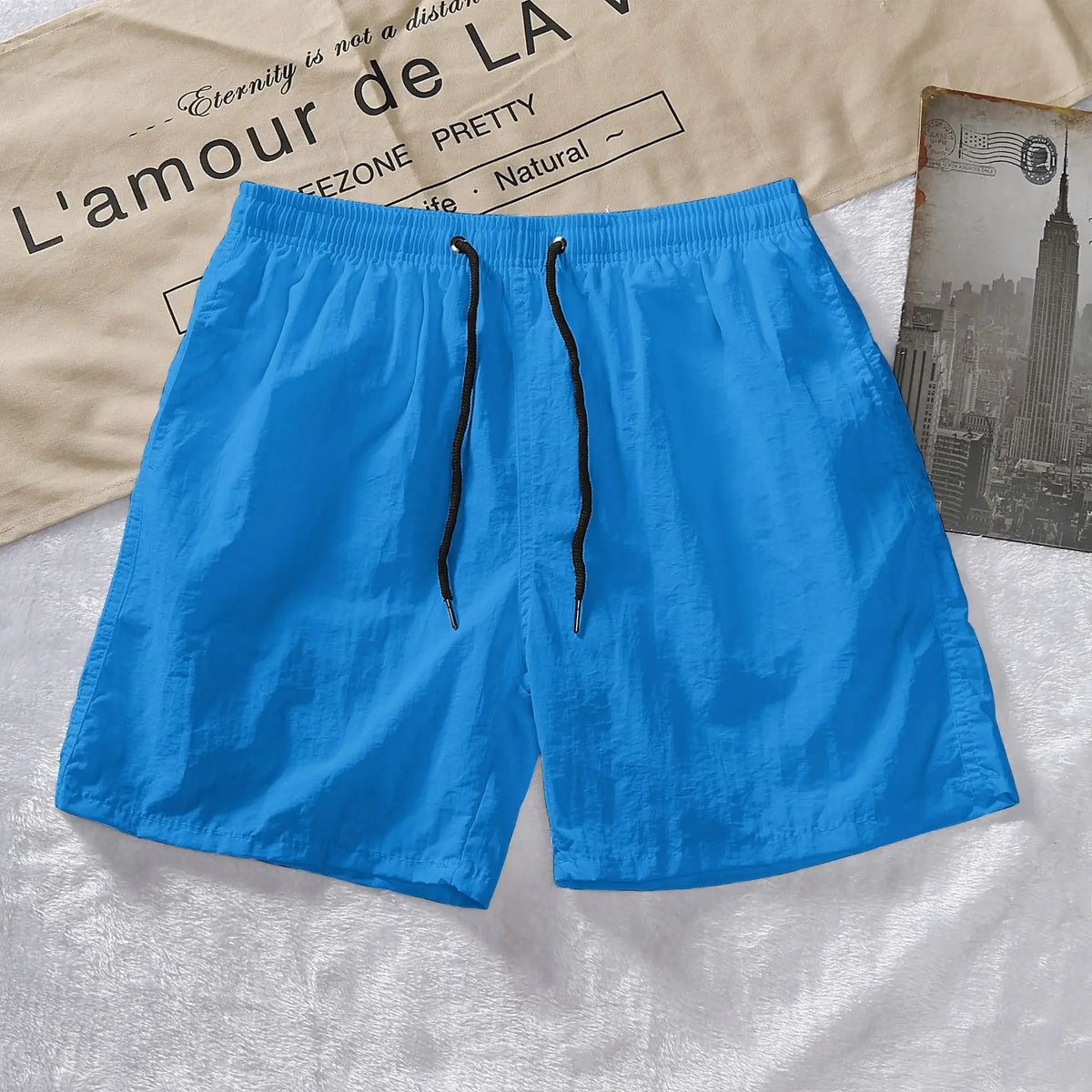 LOR MALE Men's Shorts 2024 Summer Thin New Hot Solid Casual Beach Short Pant Male Running Gym Fitness Breathable Sports Five Point Pants